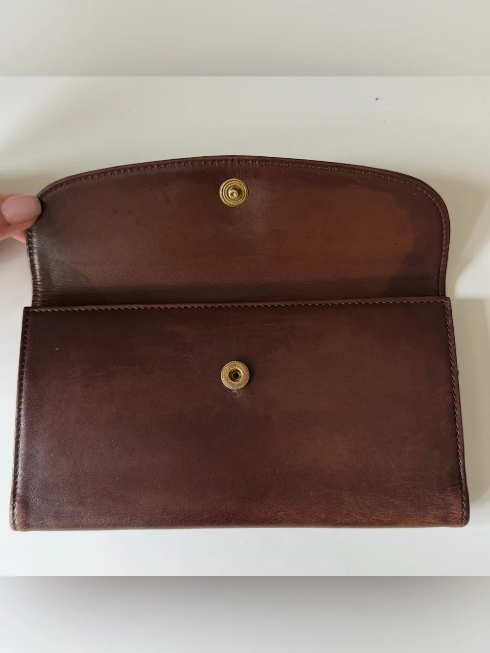 Vintage Coach 4859 Combination Wallet Checkbook – Mahogany Water Buffalo Leather
